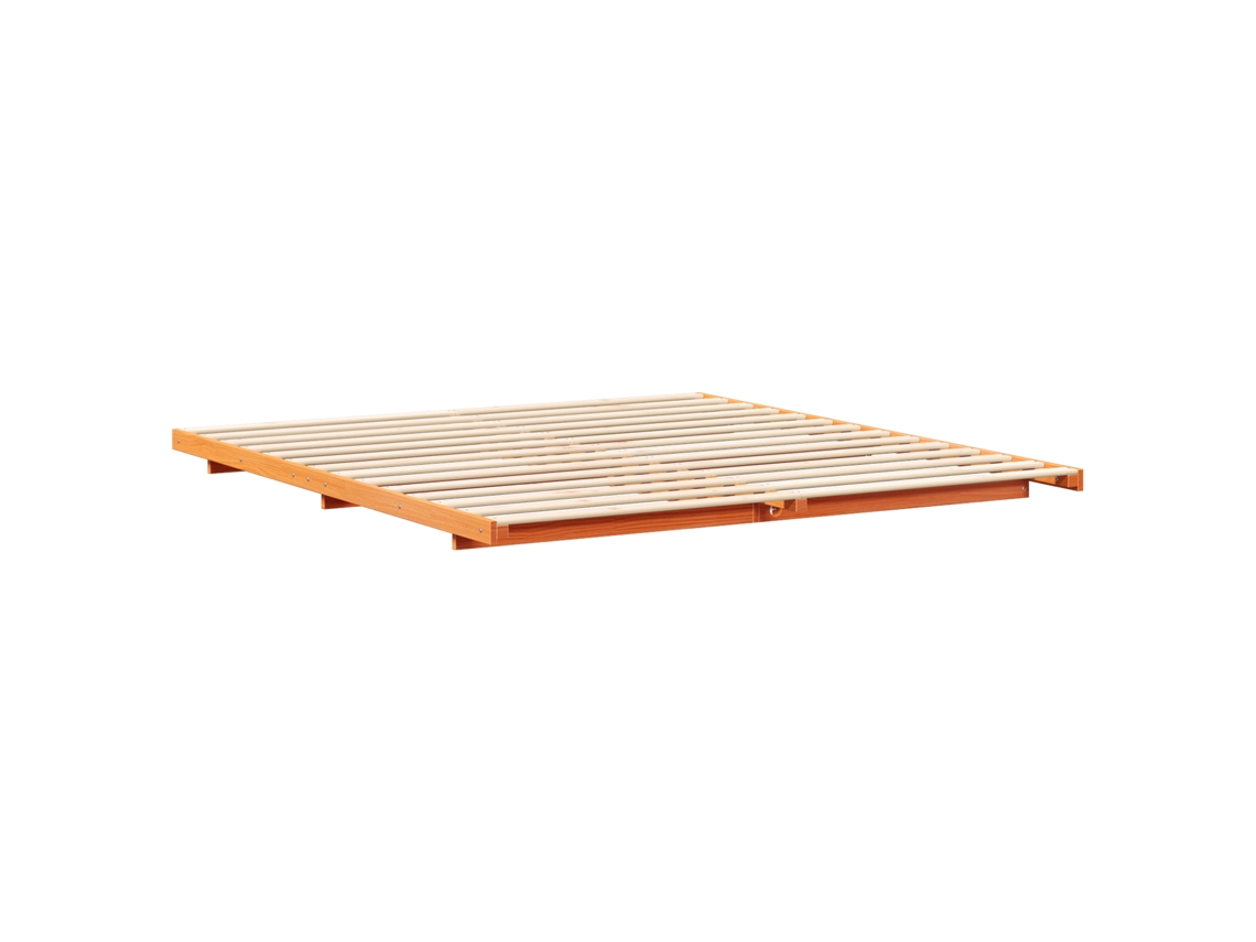 Conjunto 1 Estrutura Da Cama Vidaxl Castanho Madeira De Pinho Maciça (180 X 220 Cm)