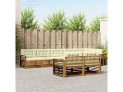 Vidaxl Conjunto De Sofás Para Exterior 8 Pcs Natural E Creme