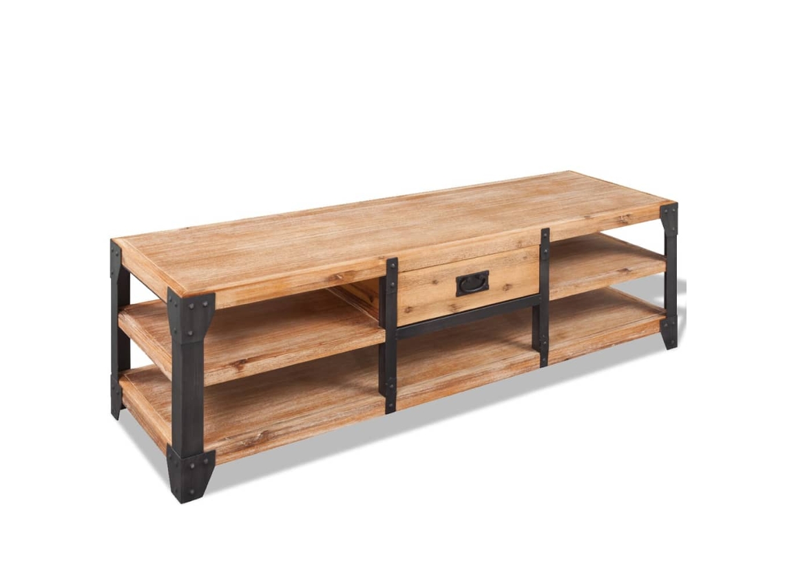 Vidaxl Móvel Tv Madeira De Acácia Maciça 140x40x45 Cm