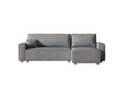 Sofá CONCEPT U Conversível de Canto de Veludo Cotelê Cinza Claro Cosy (252 x 140 x 85 cm)
