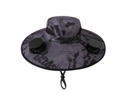 Chapéu de Sol Elétrico de Aba Larga com Ventilador MDUG (camuflado Cinza Escuro com Fio de Aço)