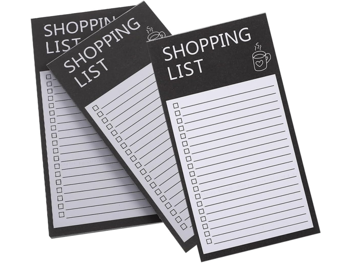 Bloc-notes Magnétique Pour Liste De Courses, 3 Livres Noir