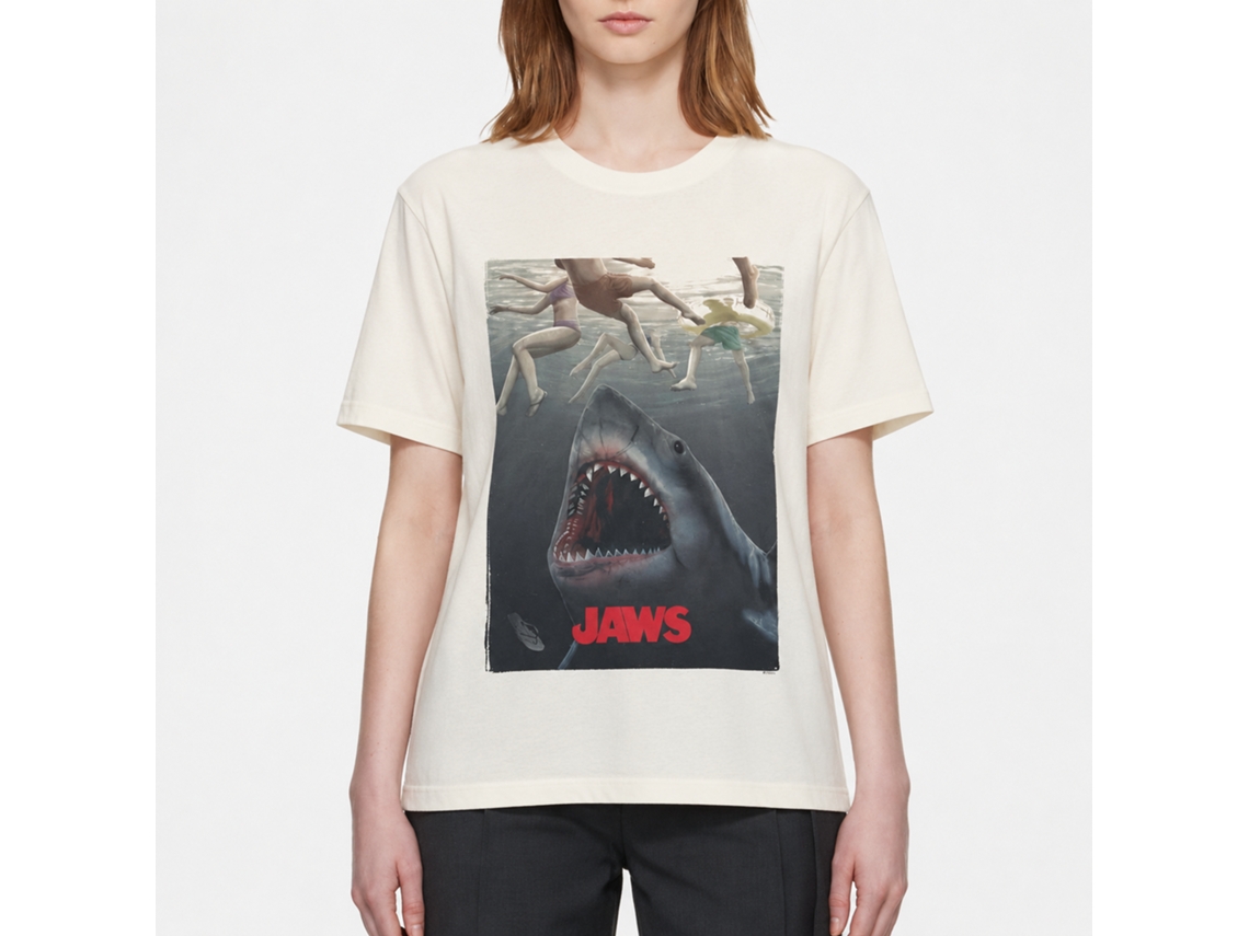 Rockinstone Jaws Movie Nom Nom Legs Solid Natural Adult T-shirt Size:xxl