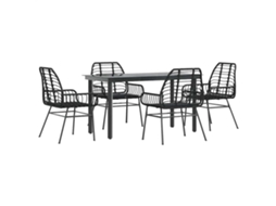 Conjunto de Jantar Jardim 5 Peças Vidro Vime Pe Preto MAISON EXCLUSIVE