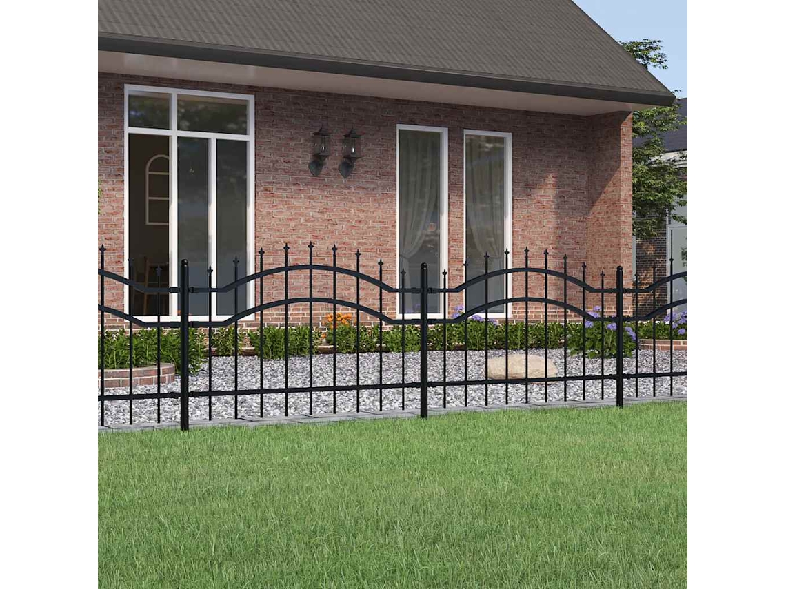 Vidaxl Cerca De Jardim Woerden Com Ponta Em Forma De Lança, Preto, 240x75 Cm, Em Aço.