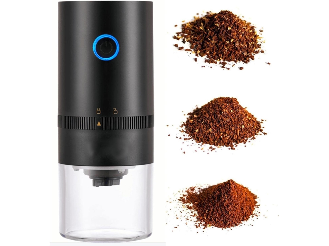 Moedor De Café Elétrico 4 Xícaras, Recarregável Via Usb, Portátil, Preto, Para Grãos De Café E Especiarias, Uso Em Casa, Escritório E Viagens