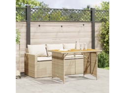 Vidaxl 2 Pcs Conjunto De Jantar P/ Jardim Com Almofadões Vime Pe Bege