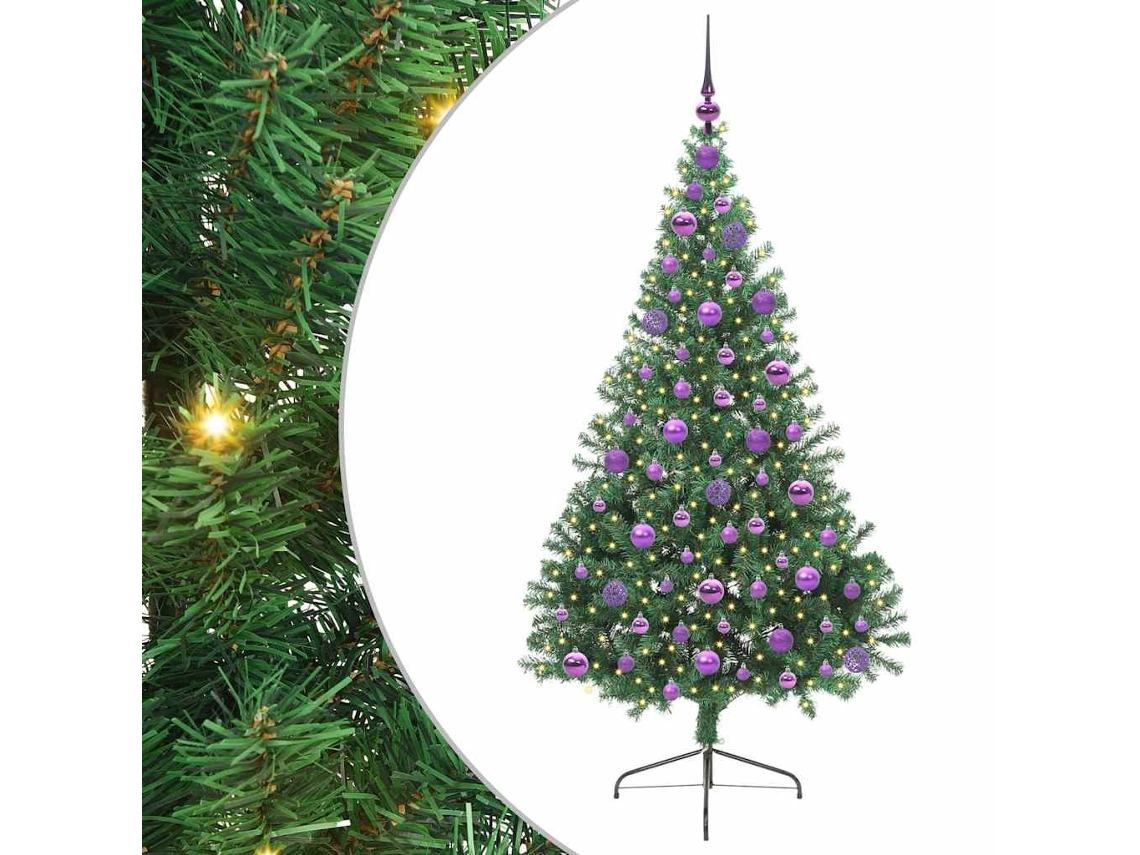 Conjunto 1 Decoração De Árvore De Natal Vidaxl Verde Pvc (180 Cm)