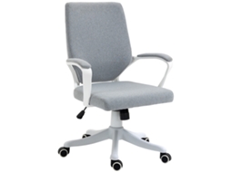 Cadeira Ergonômica Altura Ajustável, Giratória 360°, Acolchoada Balanço, Tecido Linho, Estudo, Cinza. ZENCORE SERVICES