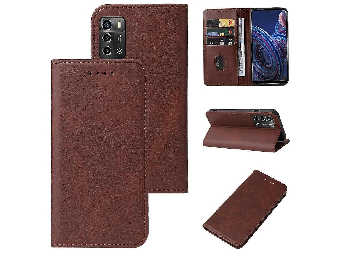 Capa De Couro Com Fecho Magnético Para Zte Blade A72 2022