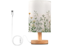 Luminária De Cabeceira Led Wildflowers Para Quarto, Luminária De Leitura Com Portas Usb E Cúpula Tecido Para Sala Estar