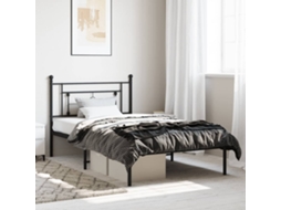 Estrutura De Cama Com Cabeceira 107x203 Cm Metal Preto