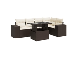 Conjunto de 6 Sofás Jardim com Almofadões Vime Pe Castanho MAISON EXCLUSIVE (80x200 cm)