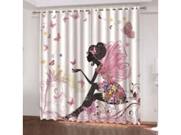Cortina Blackout Com Isolamento Térmico, Branca, Rosa, Amarela, Borboleta, Fada, 1 Peça, Quarto Infantil, Bebê, Menina, Sala De Estar, Design