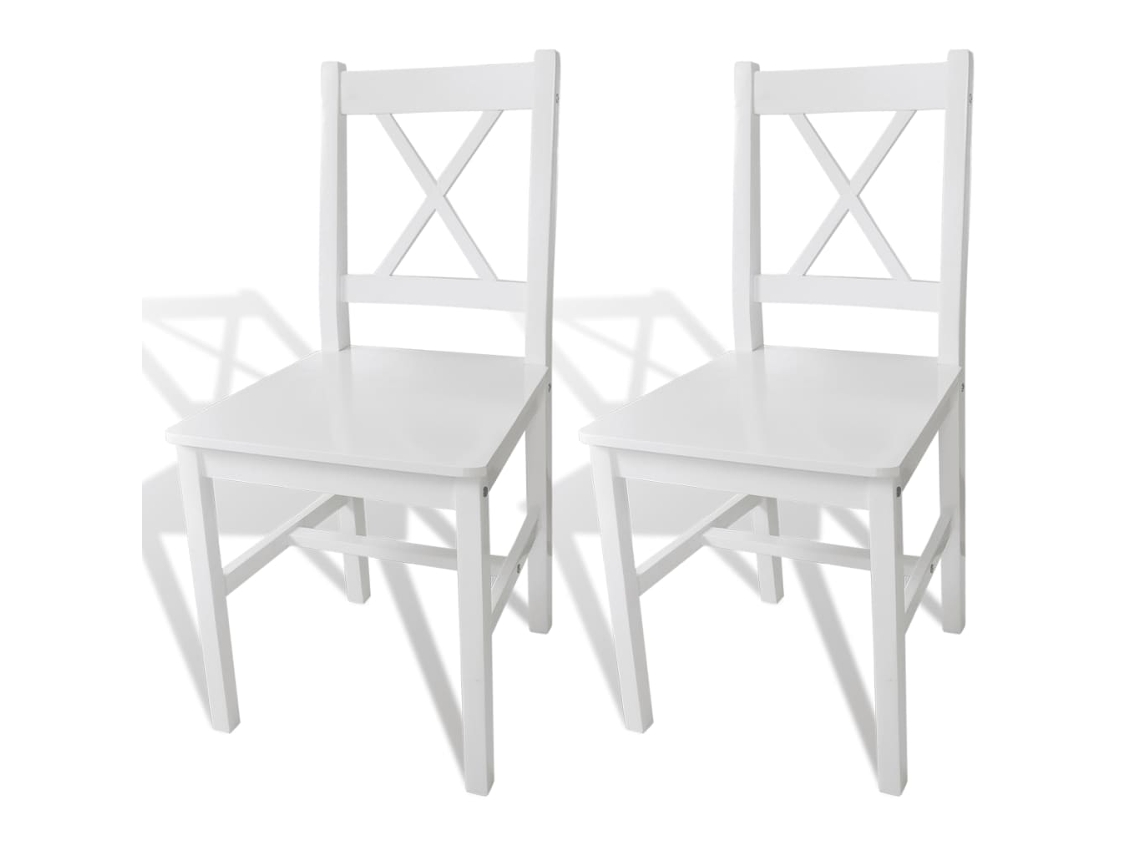 Vidaxl Cadeiras De Jantar 2 Pcs Madeira De Pinho Branco