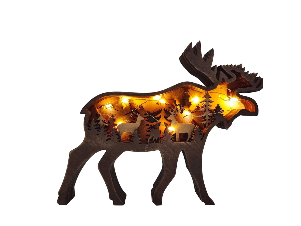 Decoração de Parede de Madeira com Animal em Carving Multicamada para Casa e Mesa | S/MARCA