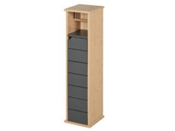 Móvel de banheiro coluna com porta papel higiênico, prateleira regulável em MDF e bambu (18x18x75 cm) BTFORUS