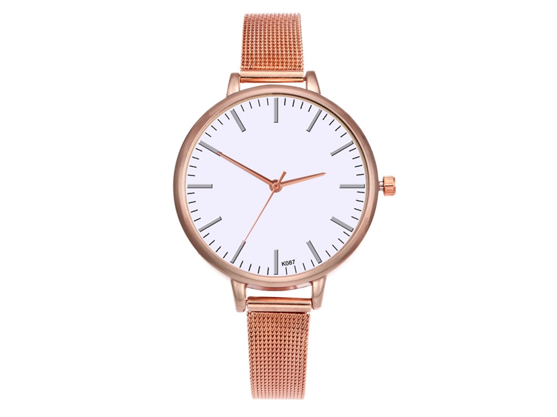 Relógio Feminino Zhoulianfa de Pulso de Quartzo com Pulseira de Malha Ouro Rosa