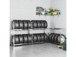 Vidaxl Unidades 2 Prateleiras P/ Pneus 3pcs 110x40x110 Cm Aço Prateado