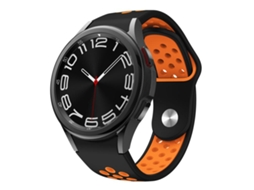 Bracelete Para Samsung Galaxy Watch Fe/7/6/5/4 - Silicone Com Fivela Reversa Bicolor - Preto E Laranja