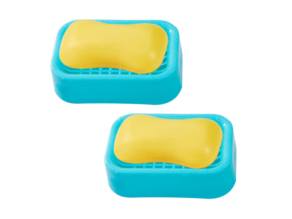Pack de 2 Pratos de Sabão com Drenagem Suporte para Sabão Fácil Limpeza Secagem RNEMITERY