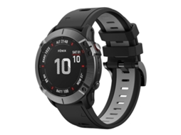 Bracelete de Smartwatch para Garmin Fenix 6X 26mm de silicone esportivo de duas cores (preto + cinza)