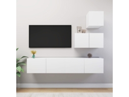 Vidaxl 4 Pcs Conjunto De Móveis De Tv Derivados De Madeira Branco