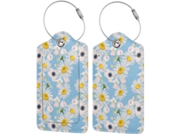 Etiquetas de bagagem de 11,6x7,3cm, pacote com 2, estampas de margaridas