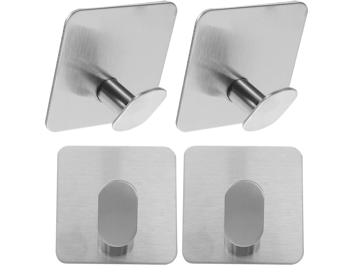 Conjunto De 4 Ganchos Adesivos Parede Em Aço Inoxidável Para Toalhas Banheiro, Ideais Para Pendurar Toalhas De Forma