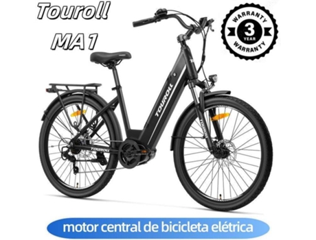 Bicicleta Elétrica Touroll Ma1 Motor Central 250w 36v 13ah Pneus 26 Velocidade 25km/h Autonomia 110km Freios Disco Hidráulicos Suspensão Bloqueável