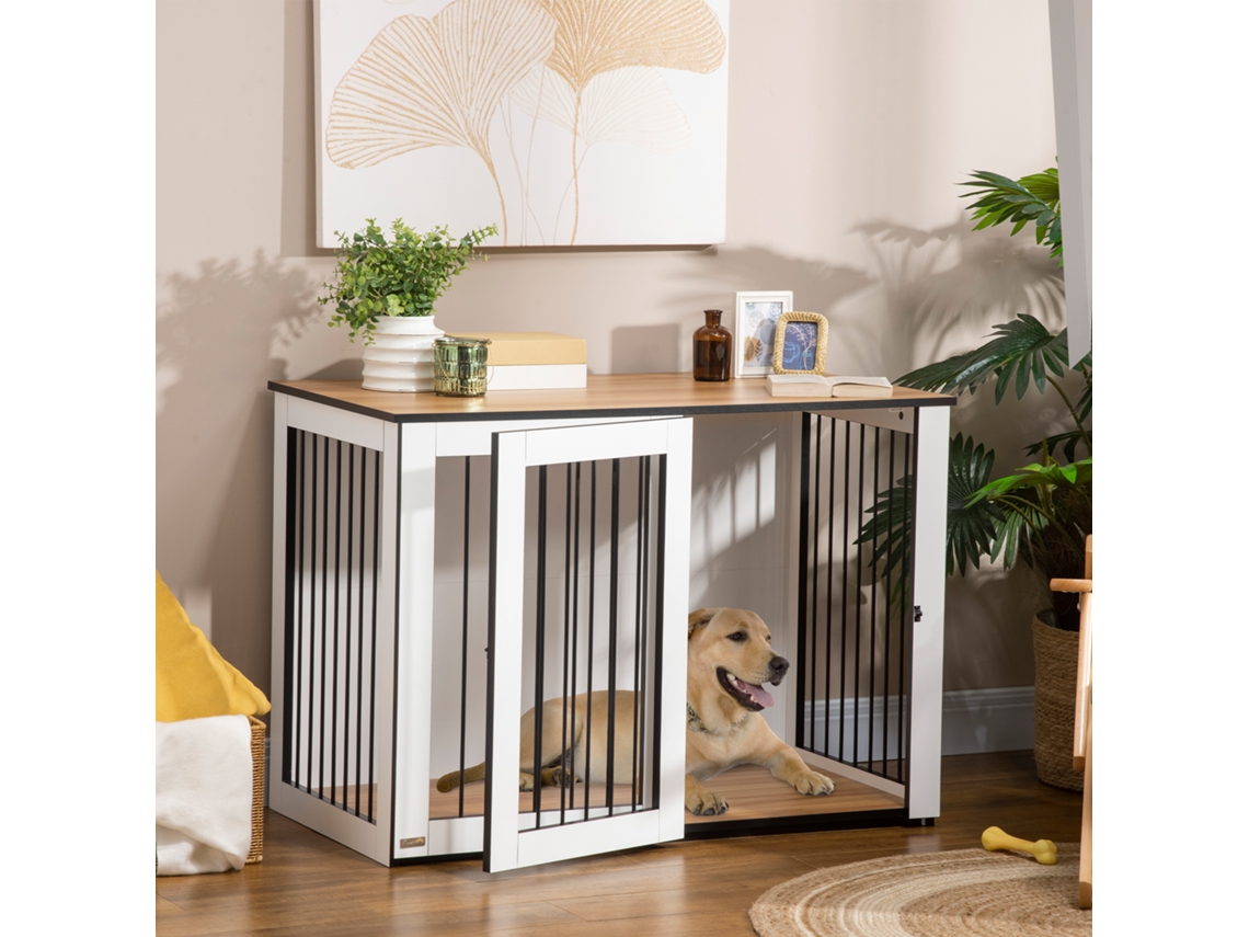 Canil Interno para Cães Grandes, 106x60x76 Cm, Carvalho e Branco | S/MARCA