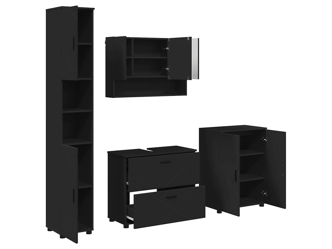 Maison Exclusive - Conjunto De Móveis Para Banheiro 4 Unid. Preto 35 X 30 X 192 Cm