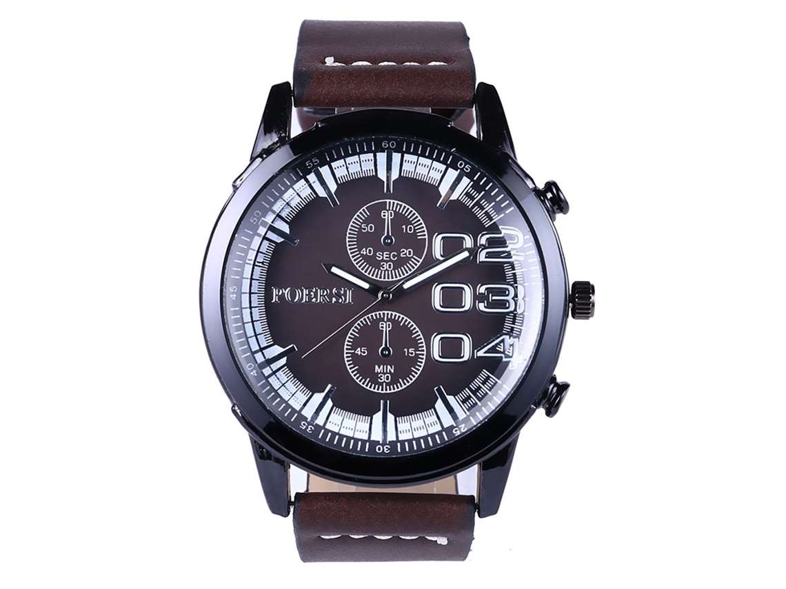 Reloj De Pulsera Analógico Para Hombres Zhoulianfa De Cuarzo Con Correa De Cuero Pu Color Café Oscuro