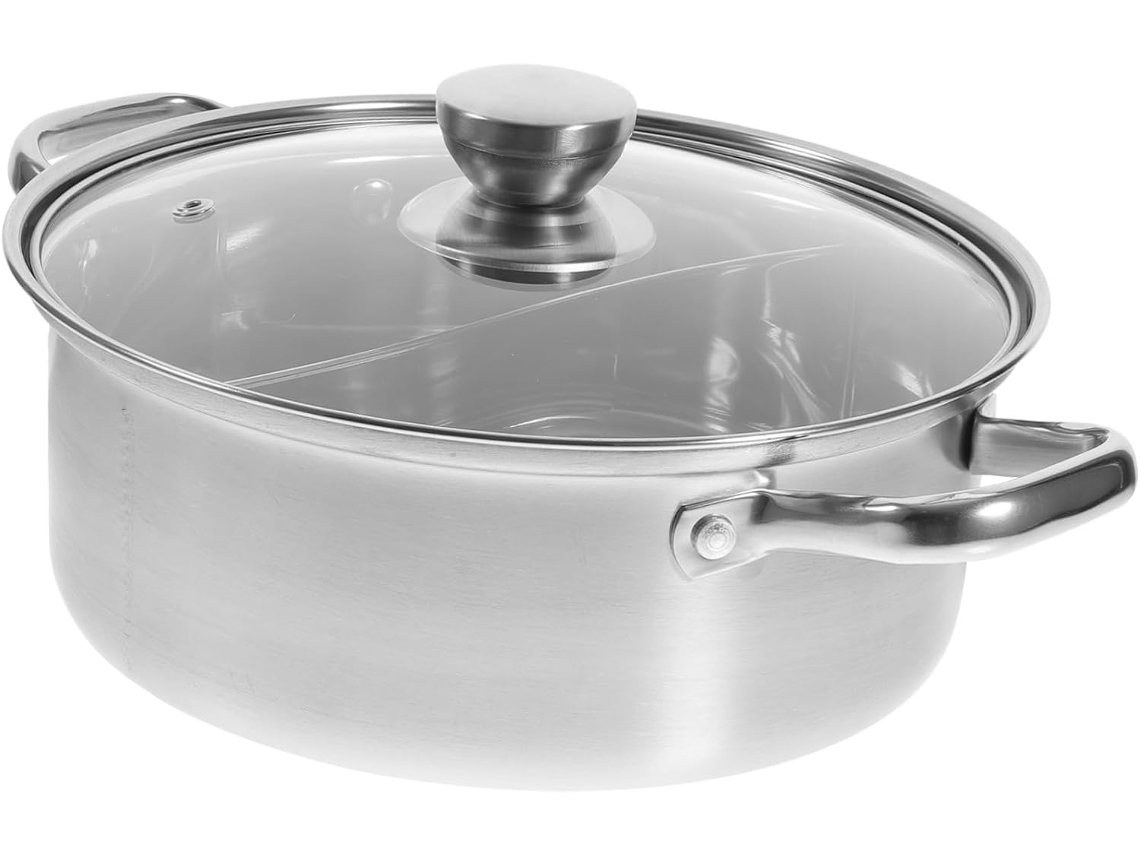 Elétrica Antiaderente Para Fondue, Em Aço Inoxidável Com Divisória, Compatível Com Fogões De Indução, Design Prático E Gokoco