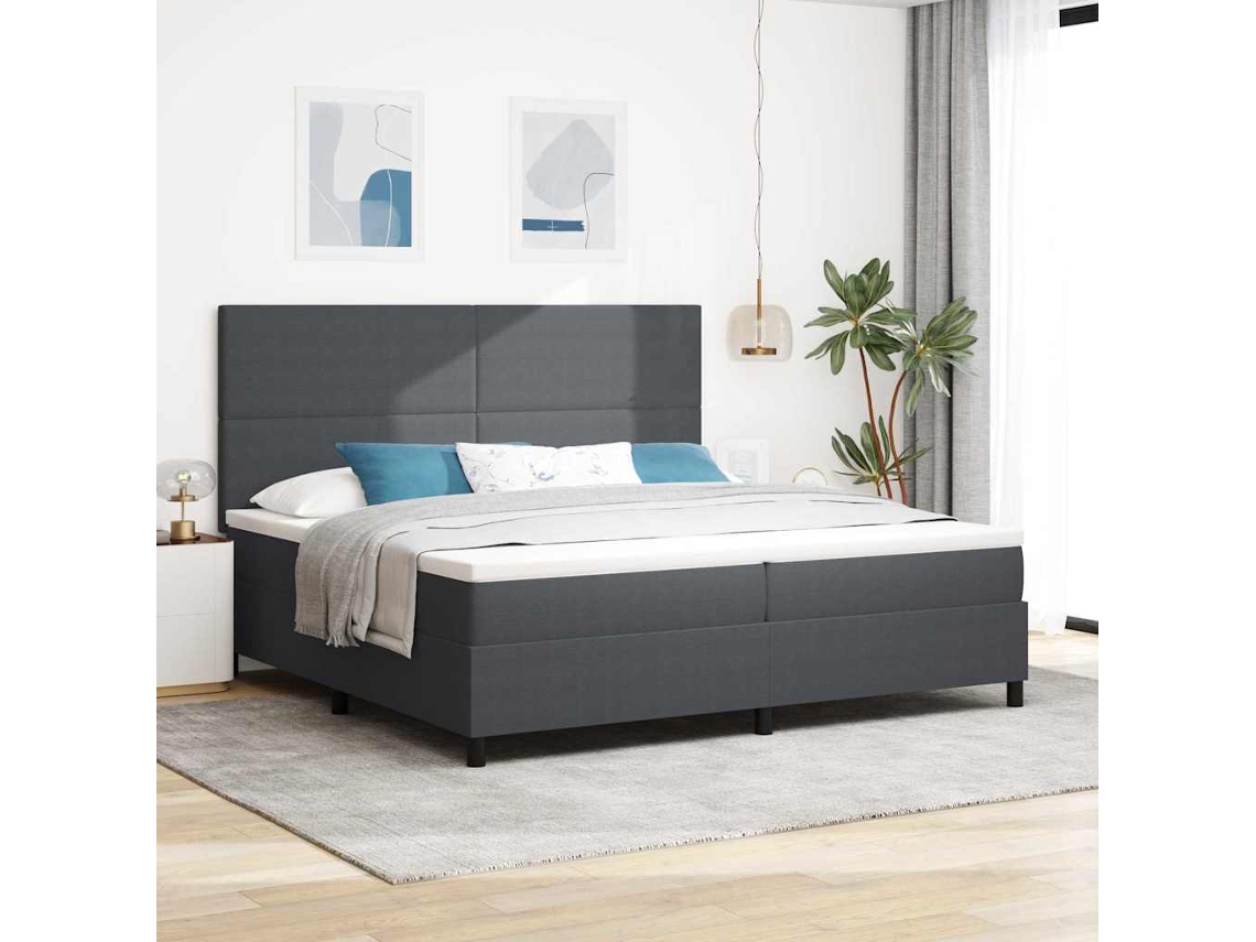 Vidaxl Cama Box Com Cabeceira Cinza Escuro E Branco 200 X 200 Cm