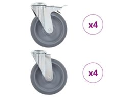Vidaxl 8 Pcs Rodas Giratórias Com Orifício Para Parafuso 125 Mm