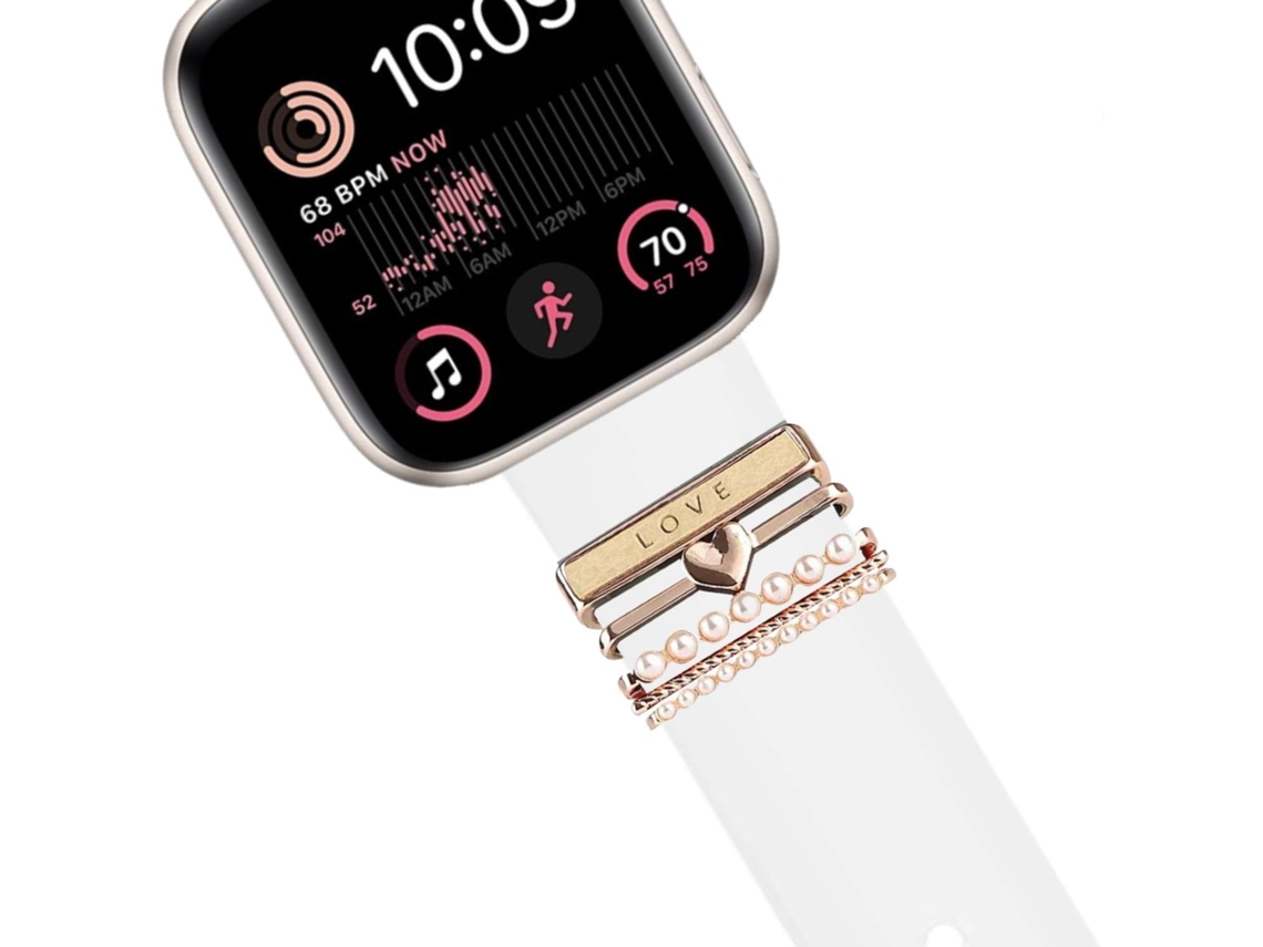 Bracelete Apple Watch Ultra 49Mm Pulseira com Adorno Love Branco