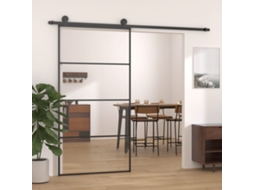 Vidaxl Porta De Correr 102,5x205 Cm Alumínio E Vidro Esg Preto