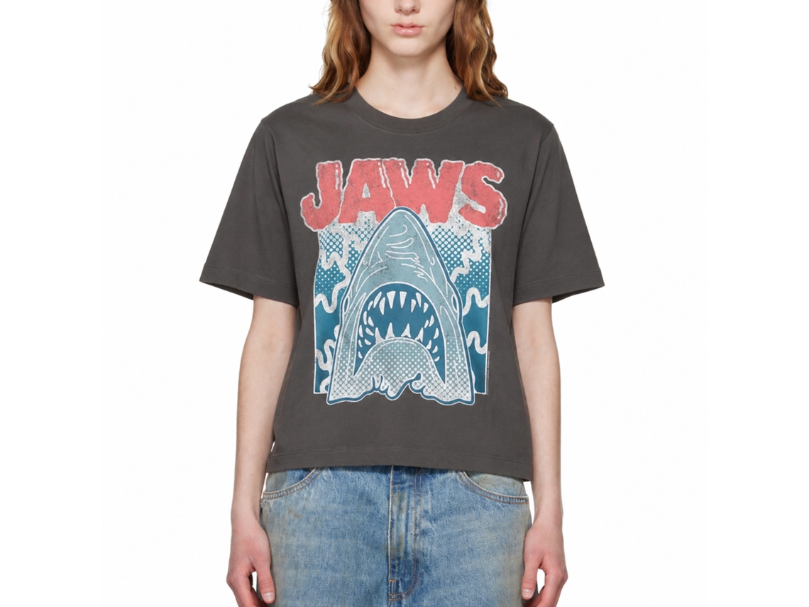 Rockinstone Jaws Movie Wiggles Solid Smoke Adult T-shirt Size:m