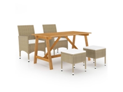 Dining Set, Dining Sets Vidaxl Bege Rattan / Vime (n/a)