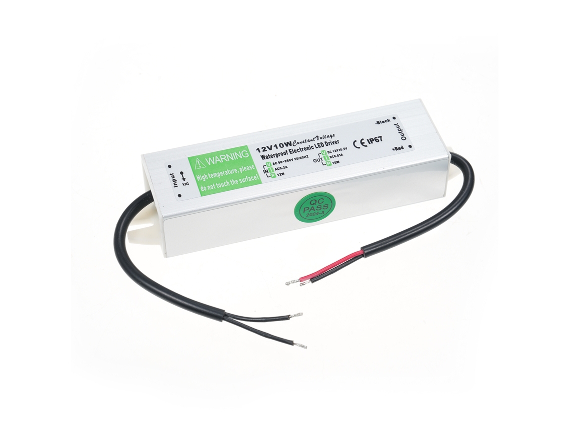 Driver LED prova d'água IP67 12V 10W transformador adaptador AC90‑250V para fita LED externa | S/MARCA