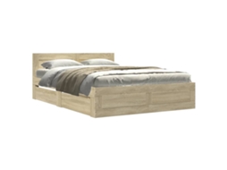 Estrutura de Cama com Cabeceira Derivados Madeira Carvalho Sonoma MAISON EXCLUSIVE