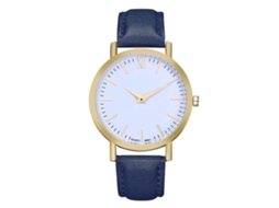 Relógio de pulso Zhoulianfa azul de quartzo para mulheres e homens com pulseira de PU simples e elegante.