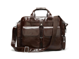 Pasta para Homens Couro Cera de Óleo Negócios Portátil Bolsa Grande Ombro Saco de Trabalho-Café