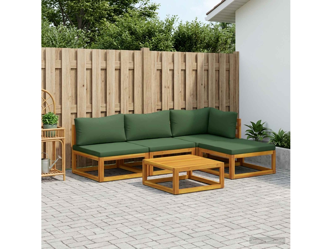 Vidaxl Conjunto De Sofás 5 Unid. Natural Madeira Sólida De Acácia