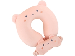 Almofada De Viagem, Em Espuma Viscoelástica, Cor Rosa, Com Máscara De Dormir, Apoio Para Pescoço E Cabeça Em Avião, Carro, Comboio Ou Escritório