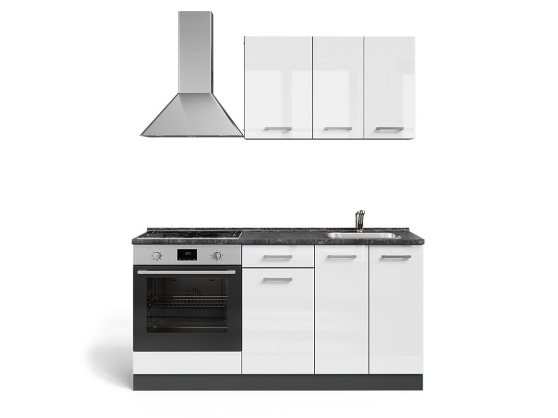 Cozinha R-line, 160cm Com Móvel Para Forno E Pia Sem Pl, Branco Brilhante/antracite, Antracite, Vicco
