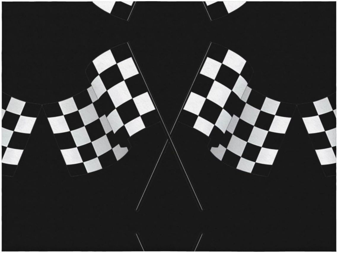 Manta de Flanela Macia e Quente com Estampa Bandeira Quadriculada em Preto Branco 127 X 101 6 Cm, Macio, Quent