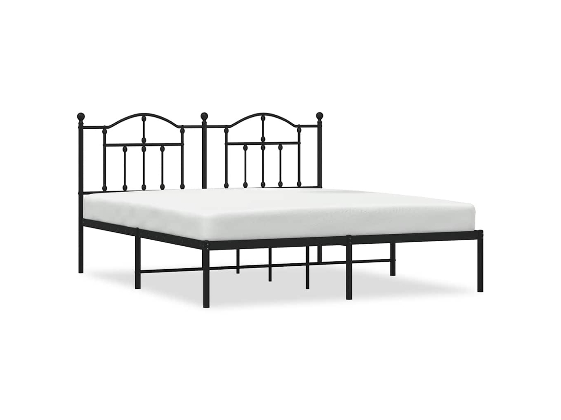 Bed Frame, Bed Frames Vidaxl Preto Aço (160 X 200 Cm)