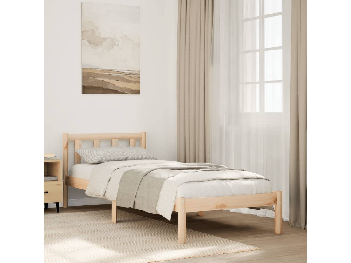 Cama Extra Longa Sem Colchão 80x210 Cm Madeira De Pinho Maciça